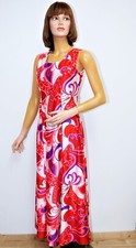 Vintage 60/70s HUKILAU Psychedelic Print Maxi Dress Size XS made in Honolulu