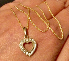 Collier Chaine Or 18 Carats-Pendentif Cœur 14K Brillants-Or Jaune Massif 18K-750