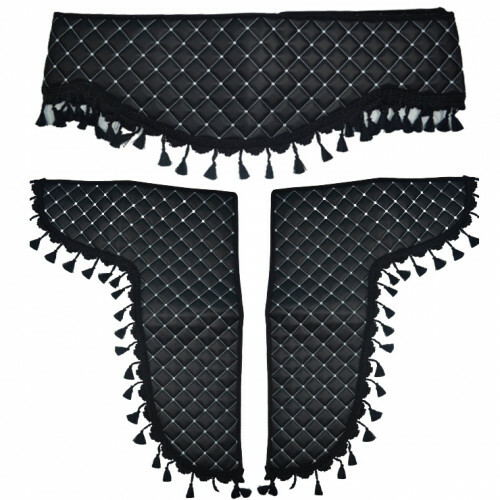 Noir eco cuir rideaux - cuir,