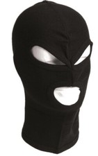 Cagoule/Balaclava noire Mil-Tec 3 trous en coton - Airsoft / Militaire Tactique