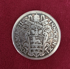 RARE MONNAIE ARGENT VATICAN -1/2 PIASTRE INNOCENT XI 1683 ROME -MEDAILLES PIECES