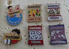 LOT 6 PIN'S BONBONS HARIBO CHAMALLOWS FRAISE TAGADA ZIGOTO OURS D'OR