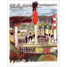 DESNOYER François - Lithographie originale "Paysage" 27x21cm - 1963