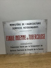 Ancienne Plaque Alu Étable Indemne De Tuberculose Panneau Sanitaire Savoie