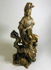 RARE Antique Chinese Guan KWAN YIN  Bronze Bodhisattva Sculpture  Dragon China