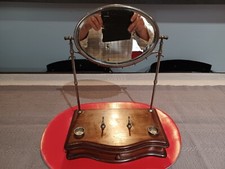 Psyché , miroir de toilette , acajou , miroir ovale biseauté , tiroir