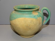 -POT TERRE CUITE VERNISSEE VERTE LA CHAPELLE DES POTS XIX/XXe POT à MIEL    D