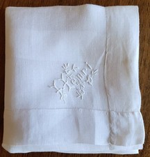 Mouchoir ancien en fil monogrammé "HENRI"- 40 cm x 42 cm