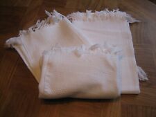 3 Anciens Torchons coton Nid D'abeille à Franges