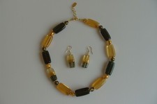 Parure Collier Boucles D'Oreilles Original Verre de Murano Bijoux Pièce Unique