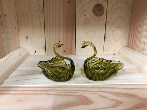 Paire cygnes verre - cygnes,