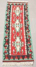 Tapis Turc 17''x50'' Oriental Vintage Runner Multicolore Couloir Couloir Kilim