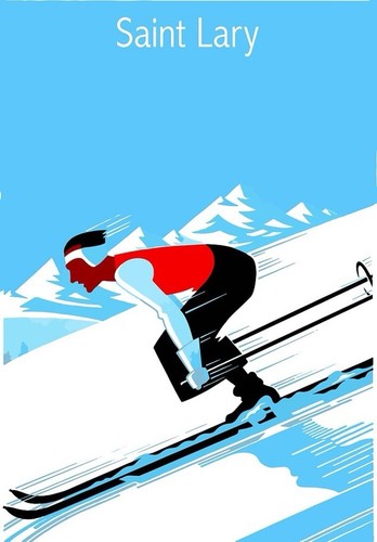 Affiche poster ski - affiche, pyrénées