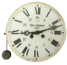 PAUL GARNIER -RARE oeil de boeuf horloge murale à cloche, gare, usine
