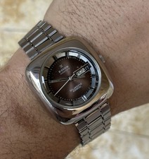 Montre vintage Edox Bluebird 28800 des années 1970 carrée jour-date 38 mm...