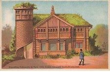 CHROMO #MK41058 SUEDE CHALET DARLECARLIEN EXPOSITION 1878