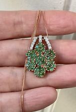 VERITABLE ÉMERAUDE , TOPAZE , VERMEIL, ARGENT, BEAU COLLIER PENDENTIF ANCIEN