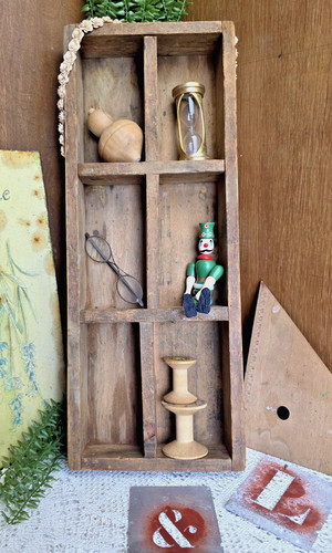 Ancien casier bois brut - casier,