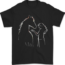 A Cheval Et Fille Équitation T-Shirt 100% Coton