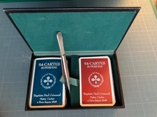 CARTES A JOUER JEU DE CARTES - 2 X 54 cartes - GRIMAUD COFFRET  CUIR NOIR  TB