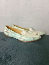 Vintage Fairmount python leather womens mocassins shoes size 39 eur 8 us green