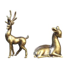 2 statues de cerf Sika en cuivre, statue d'animaux modernes pour étagères,