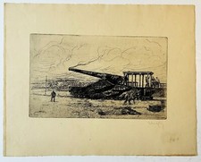 RENEFER Raymond - [Scène de GUERRE, canon]. 1916. EAU-FORTE signée. ETCHING.