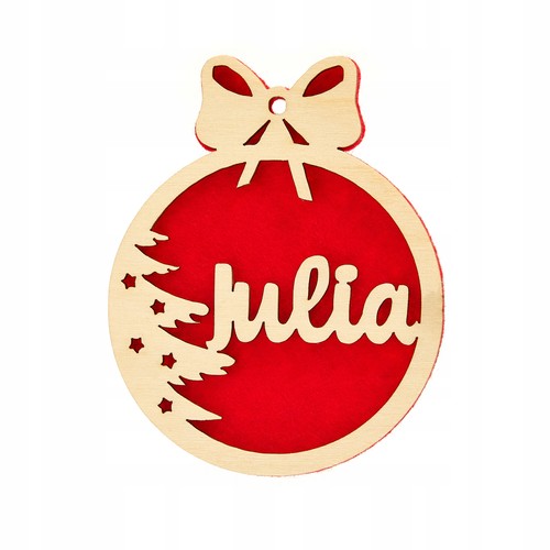 Boule noël bois avec - en,