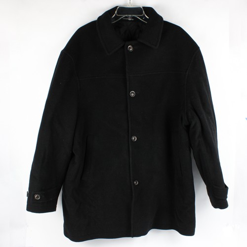 Manteau pea noir laine - manteau, en