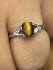 Bague réglable en laiton et en œil de tigre – Protection & Confiance