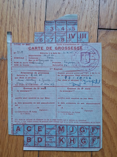 Rationnement feuille de - -,