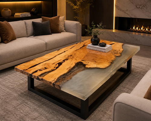 Table basse époxy bois - basse,