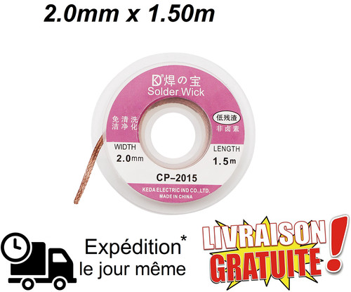 Tresse dessoudage 2mm 5m - tresse, 1.5m