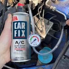 CARFIX HOBBY – Recharge Gaz Clim R134a 3-en-1 pour Voiture – 235 g avec Tuyau