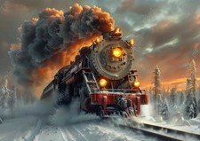 Photo A4 locomotive rouge