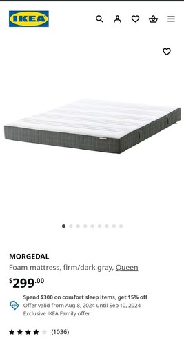 Ikea morgedal mattress full - ikea,