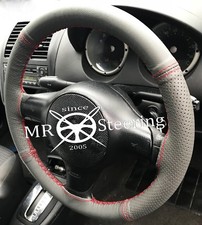 Pour 1991-2004 Peugeot 106 Gris Deux Tons Housse Volant Cuir Couture Rouge