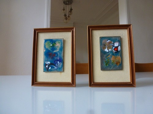 Midcentury enamel art paire - art, /