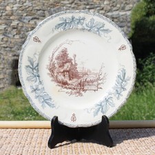 Ancienne assiette 26.4 cm en faïence Choisy le Roi modèle Louis XIII / Le Moulin