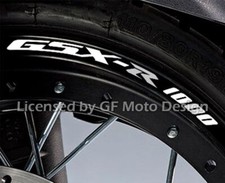 8x SUZUKI gsxr 1000 petites roues autocollants de jante stipe k2 k3 k4 k5 bla...