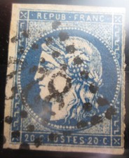 Yvert et Tellier n°44a type 1 report 1 bleu foncé - cote 1150€