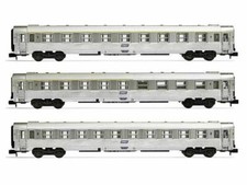 3x voitures DEV Inox A9, bar A5 et B10 SNCF ép IV - N 1/160 - ARNOLD HN4338