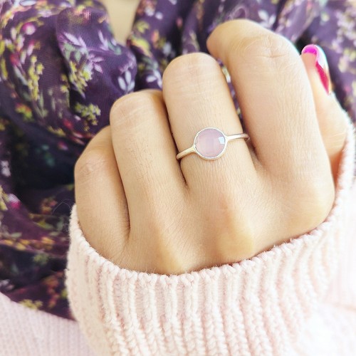 Genuine rose quartz ring - rose,