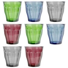 8pc Duralex Multicolore 250ml Picardie Ensemble de Gobelets en Verre Eau Whisky