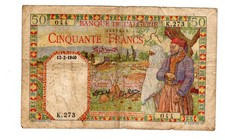 Algeria Algerie Billet 50 FRANCS  12/2/1940 P84  BON ETAT