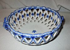 Malicorne Emile Tessier jolie Coupe corbeille vide poche faïence ajourée de 