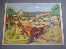 AT183 AFFICHE SCOLAIRE ECOLE ROSSIGNOL SCENE BATTAGE - CULTURE MARAICHERE