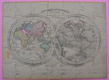 puzzle bois 1850' BARBIE DU BOCAGE Mappemonde Europe France lot de 3 géographie