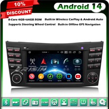 64GO 8-Core Android 14 Autoradio DAB+GPS CarPlay Mercedes Classe E/CLS W211 W219