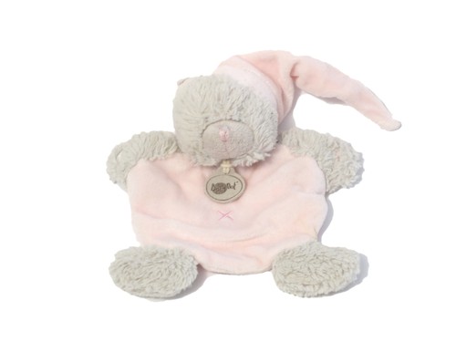 Doudou plat ours gris - , rose